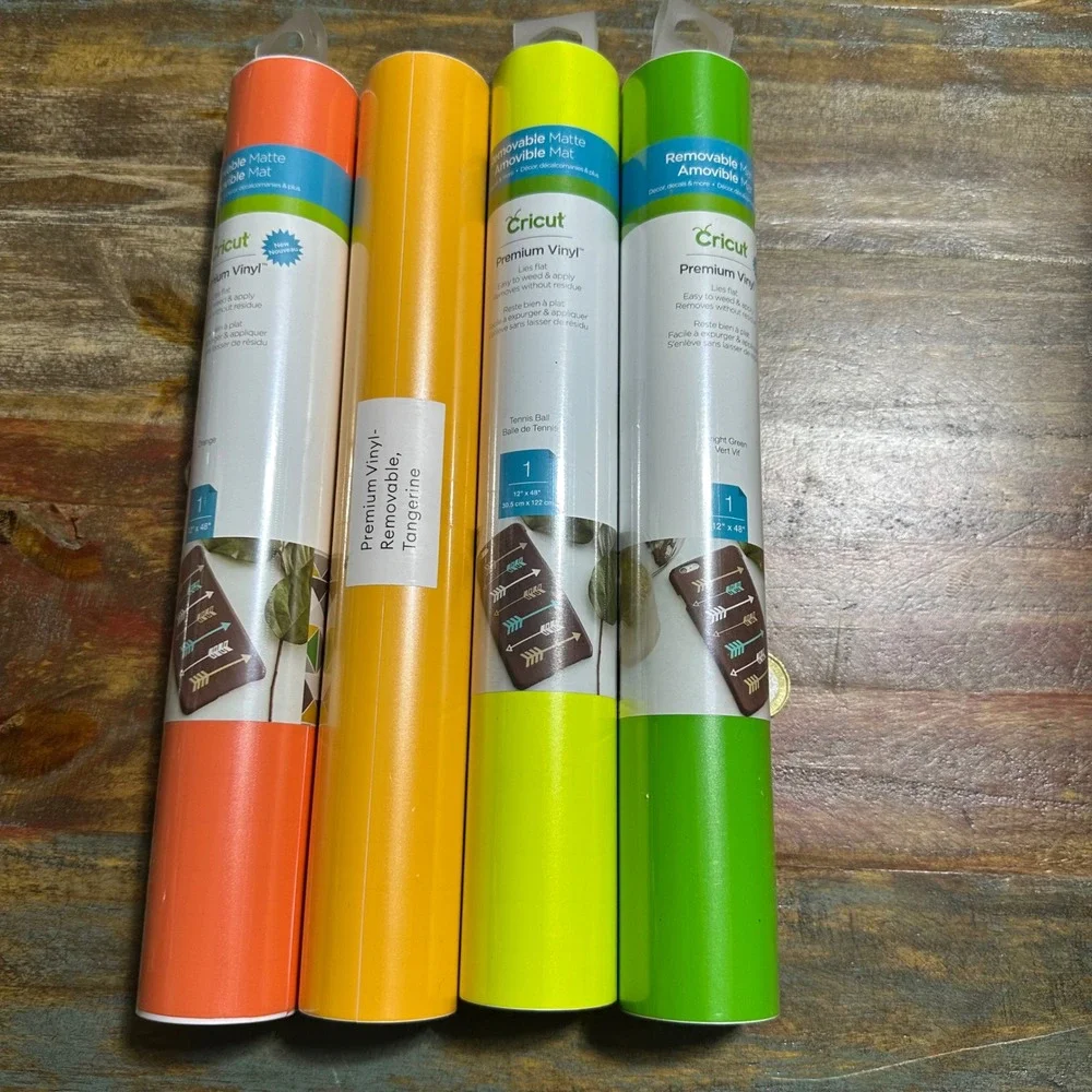 Cricut Premium Vinyl Removable Matte 12x48 Bundle Orange Tangerine Green 4 Rolls
